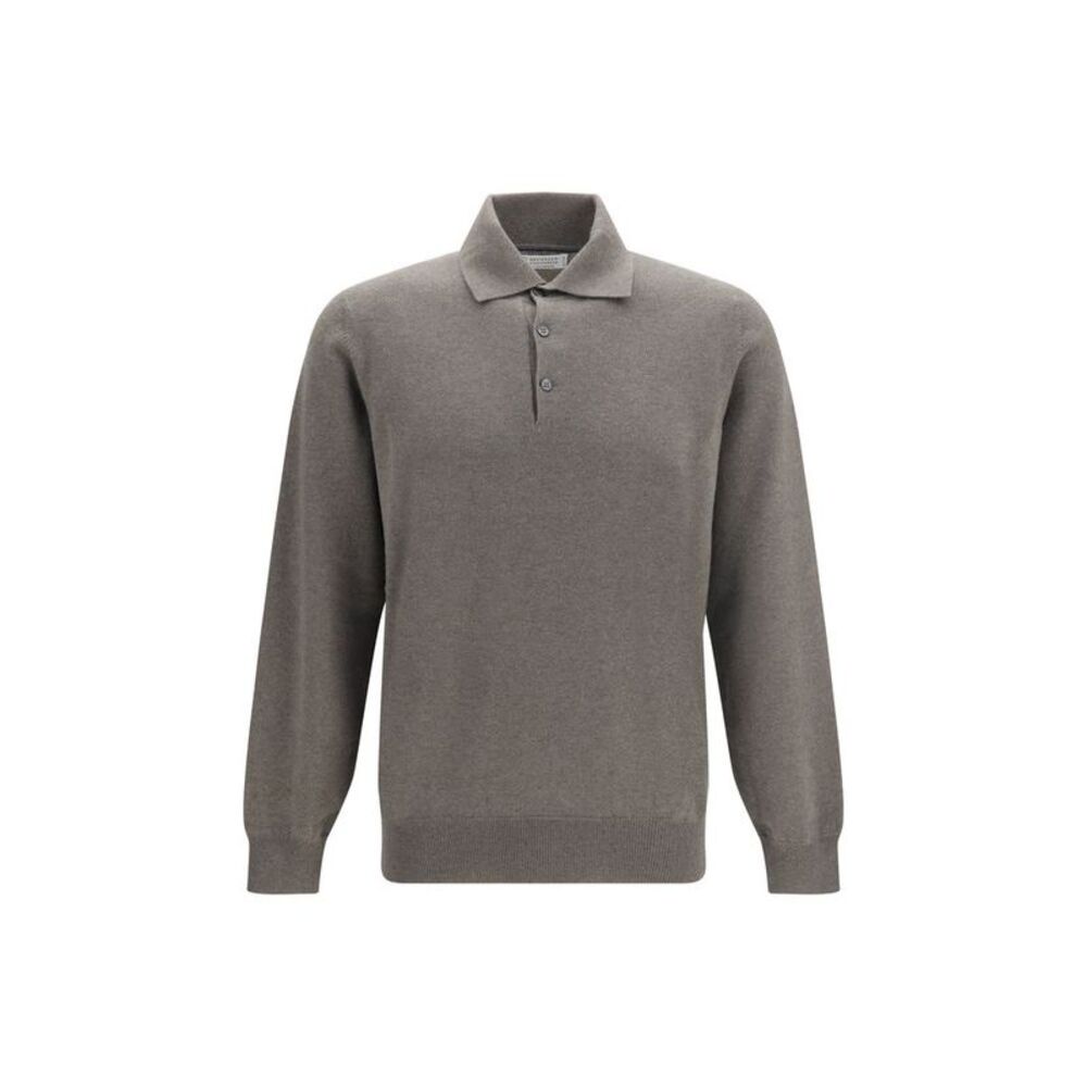 Brunello Cucinelli Brown Cashmere Polo Men's Shirt